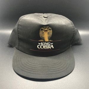 Vintage 90s King Cobra Malt Liquor snap Back Hat Black & Gold